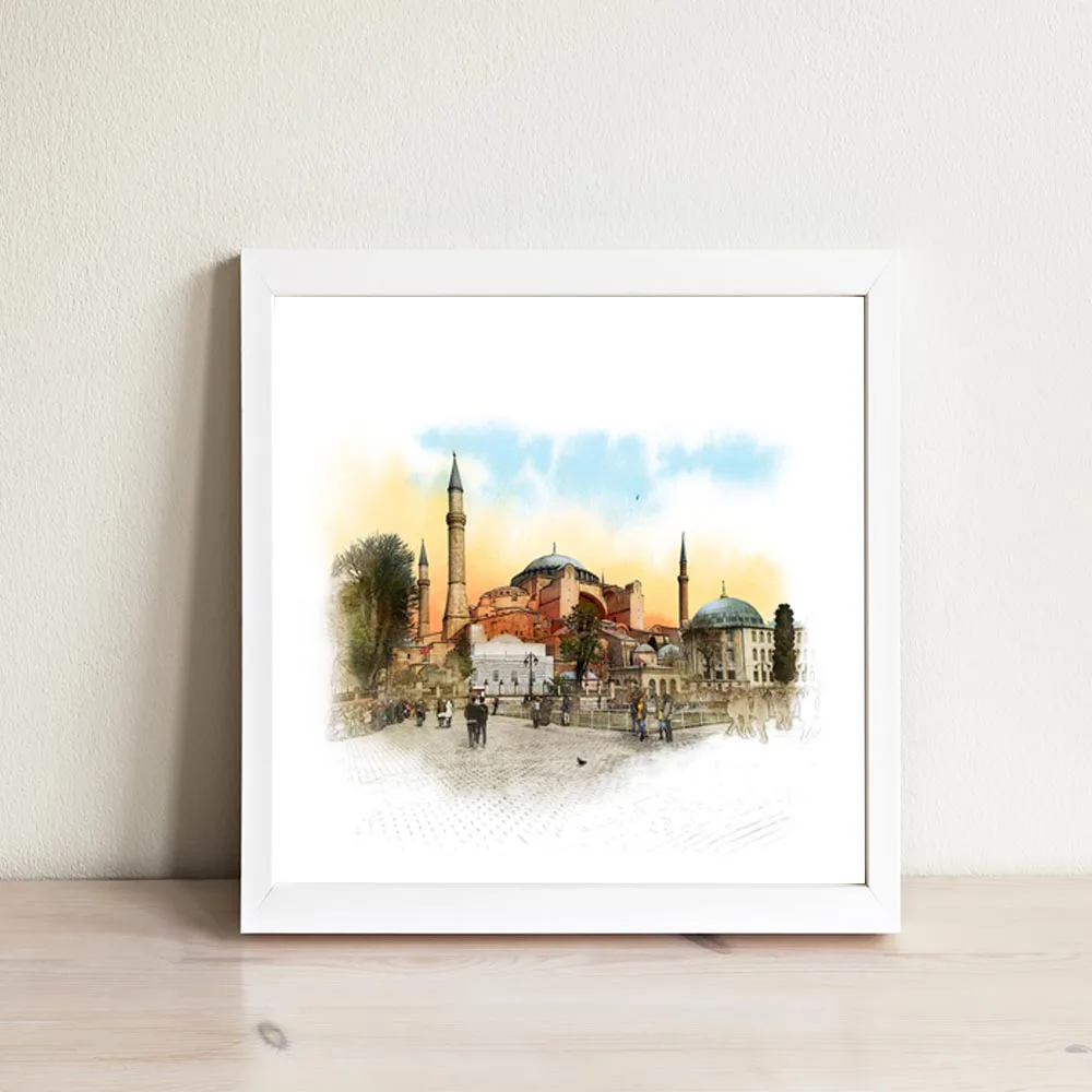 Allenjoy Istanbul Turkey Canvas Paintings Hagia Sophia Sketch Landscape Pictures Watercolor Famous City Living Room Wall Poster | Дом и сад