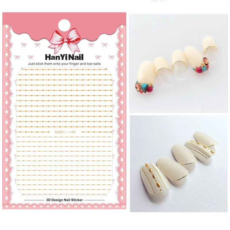 Mybormula 1pcs Stripes Wave Line 3D Nail Art Sticker White Flower dollar 3d nail Decals Decoration Adhesive Sticker Decals