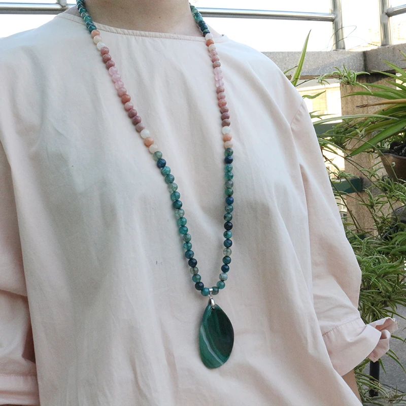 Японский бисер из авентурина и розового кварца 8 мм ожерелье 108 Mala натуральный