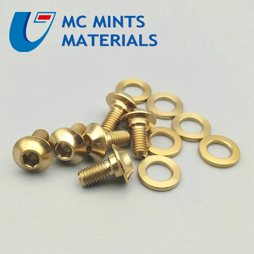 4 шт. Зажим тормозной блок фиксации M5 x10mm Ti Болт Золотой/многоцветный конус колпачки с пленкой титановые болты Ti крепежный винт