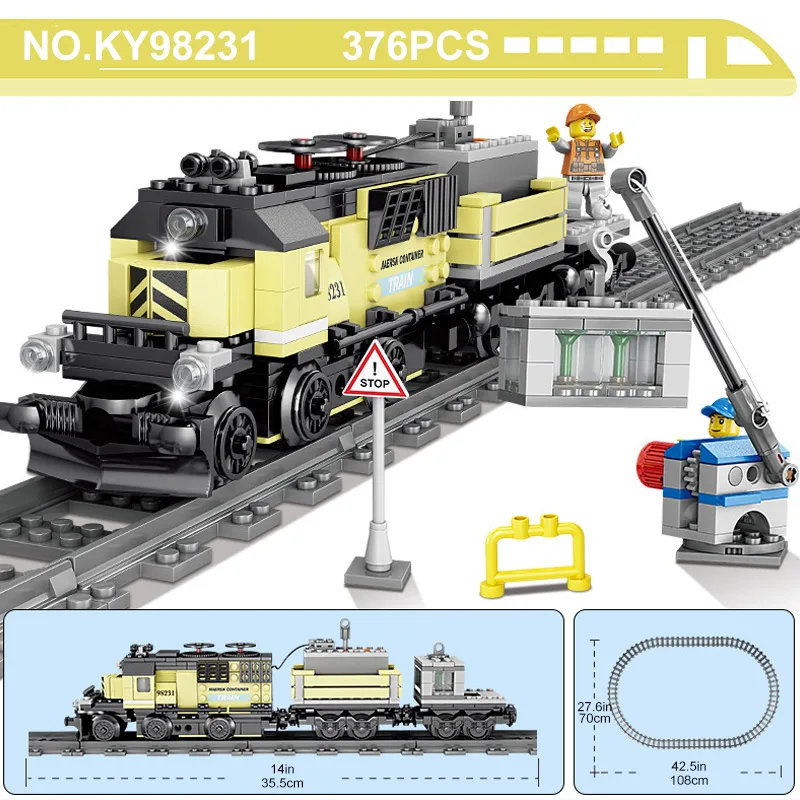 98231 no oval track KAZI, детские игрушки, блоки, на батарейках, Электрический поезд, городской рельс, моделирование, строительные блоки, развивающие игрушки для детей - Цвет: 98231 no oval track