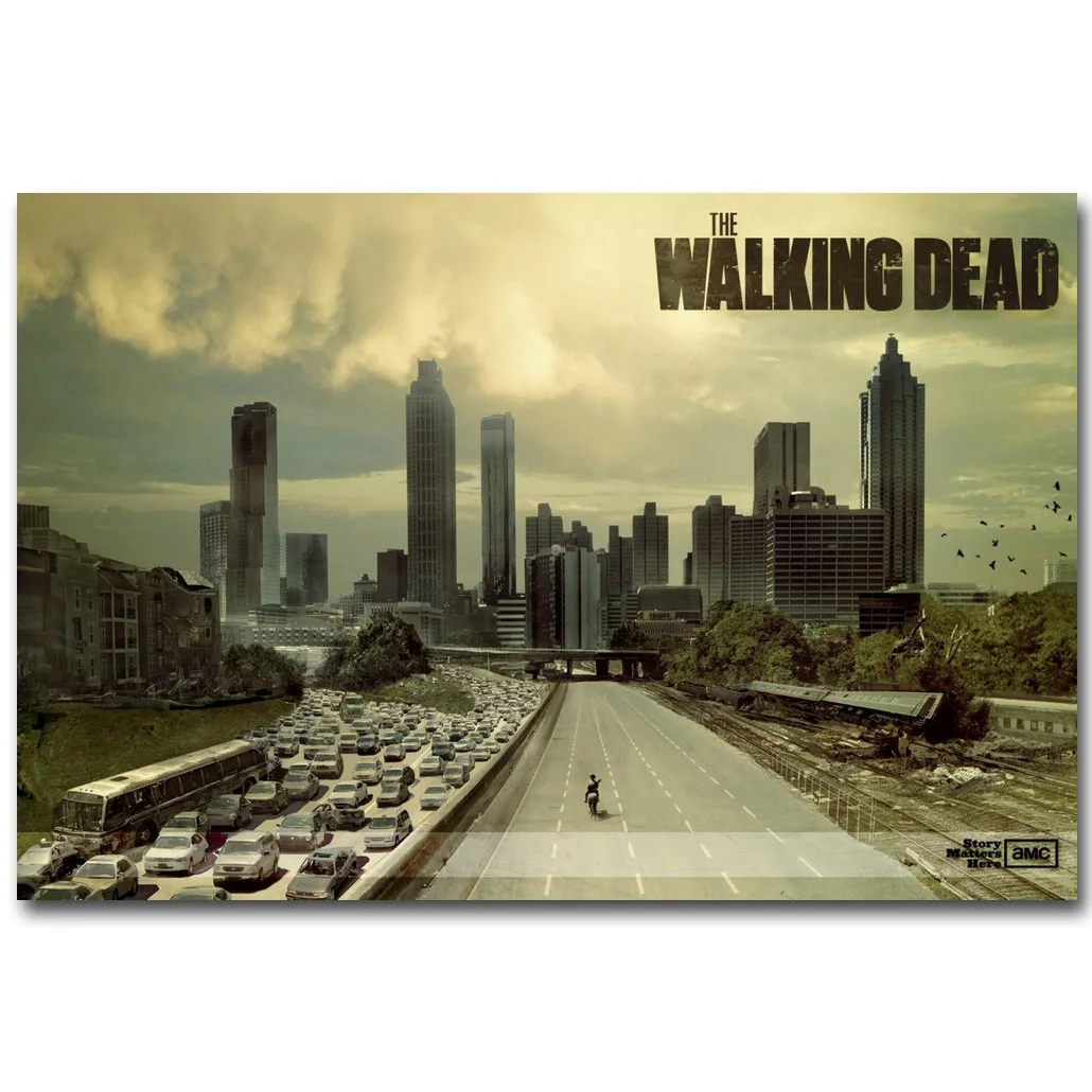 The Walking Dead Art Шелковый тканевой плакат с принтом 13x20 24x36 дюймов ТВ серии картина для комнаты украшения стен Рик Дэрил 040 - Цвет: Белый