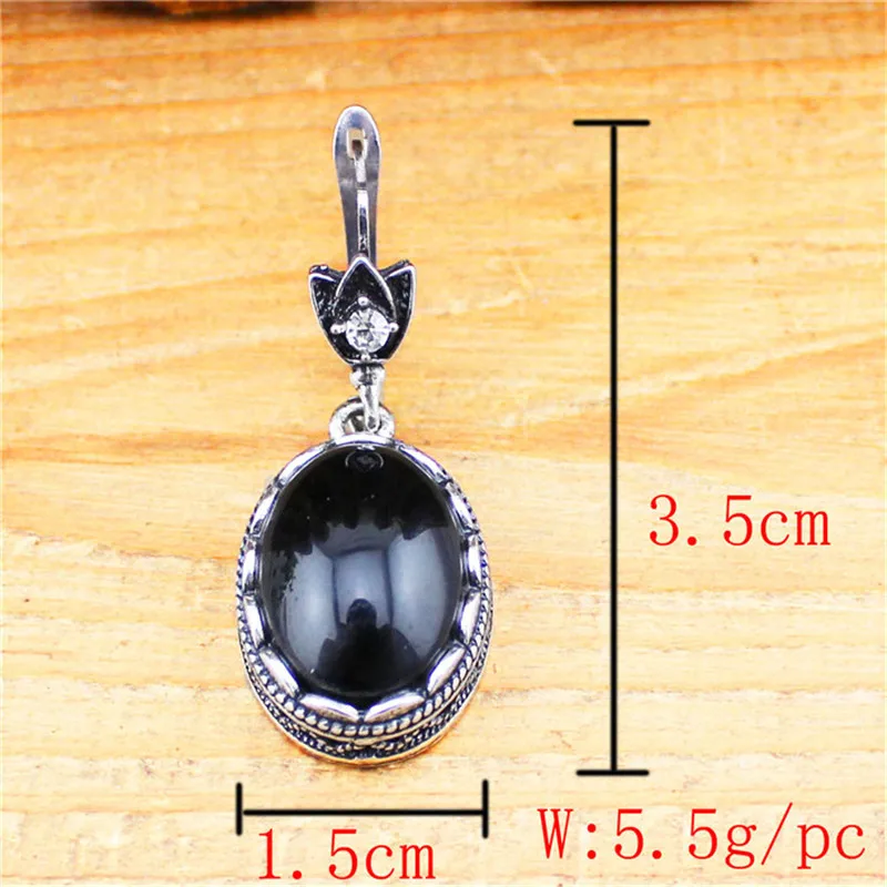 Специальный крючок овальный черный камень Длинные Висячие серьги для Для женщин