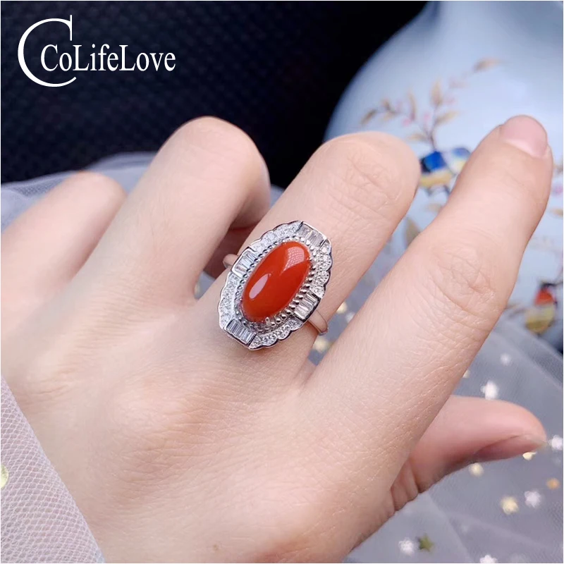 Ювелирные изделия CoLife Vintage кораллово красное кольцо для вечерние 6 мм * 12