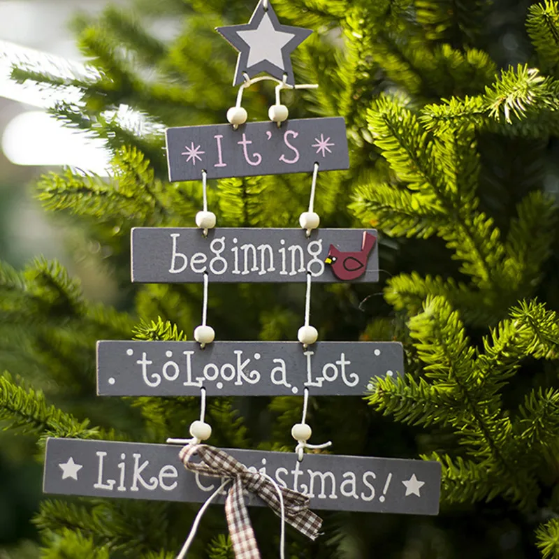 Navidad лук колокольчики безделушки деревянные висячие украшения Рождественская