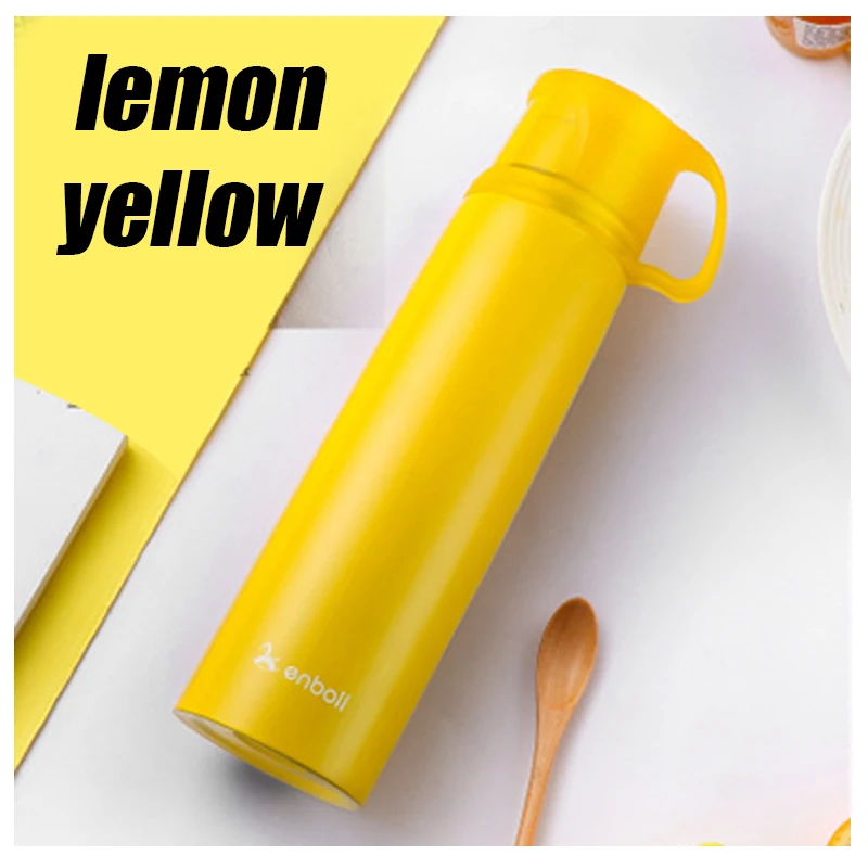 Lemon Yellow 500 мл Термос из нержавеющей стали, термосы, термосы для детей, детские термосы с крышкой для чая, Термокружка - Цвет: Lemon Yellow