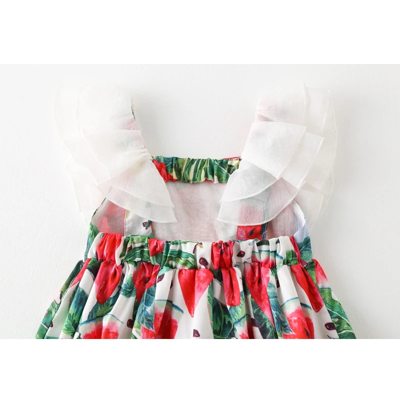 LOVE DD&ampMM Girls Dresses 2020 New Children's Wear Fashion Holiday Wind Watermelon Print Lotus Leaf Sleeve Beach Dress | Детская