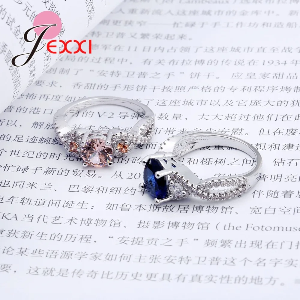 Два цвета Синий/Розовый обручальное кольцо с фианитом роскошные ювелирные