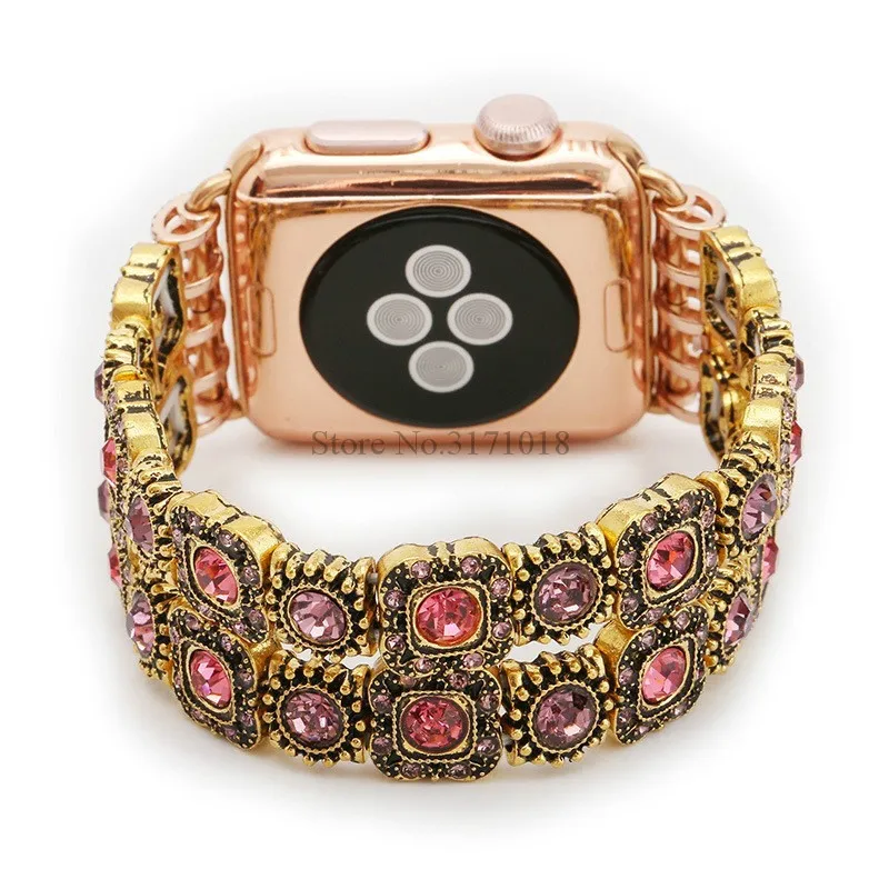 Ремешок 44 мм 40 для Apple Watch Band 38 42 Series 4/3/2/1 женский браслет с бусинами и стразами из