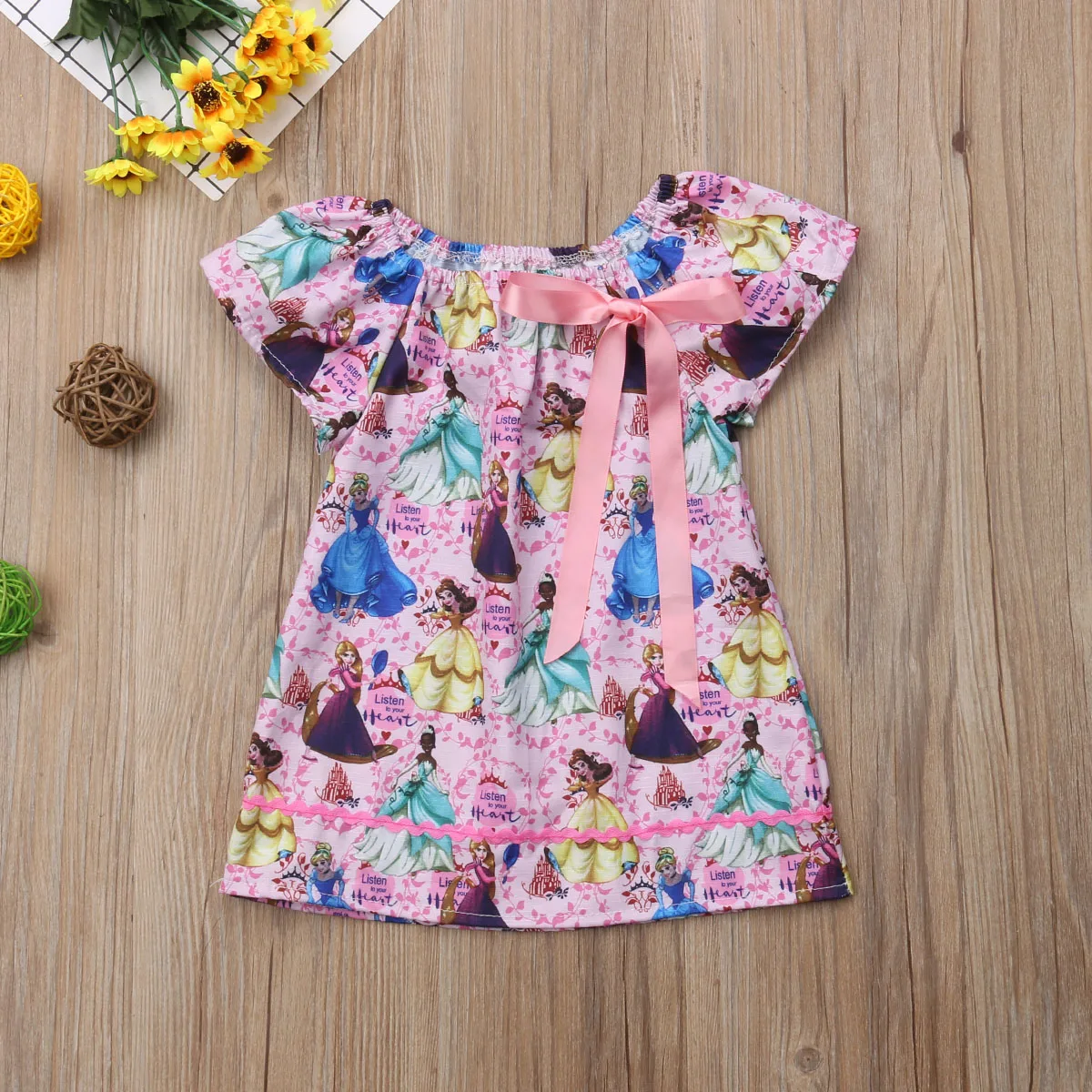 Princess Children Girls Cartoon Dress A-line Bow Formal Pageant Party Dresses Clothes | Детская одежда и обувь