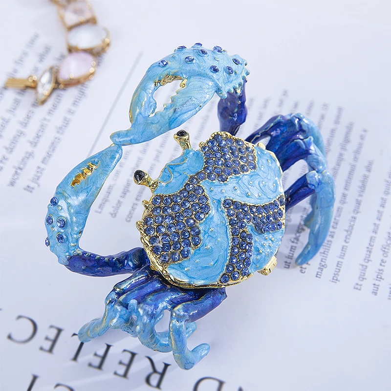 H& D ручная роспись Краб Bejeweled безделушка коробка навесной животное декоративный держатель кольца(коробочка) статуэтка в коробке для хранения ювелирных изделий домашний Свадебный декор