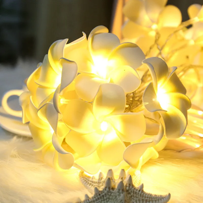 

High Plumeria LED String Lights Simulation Frangipane Hanging Garden Festivals Party Decoration LG66