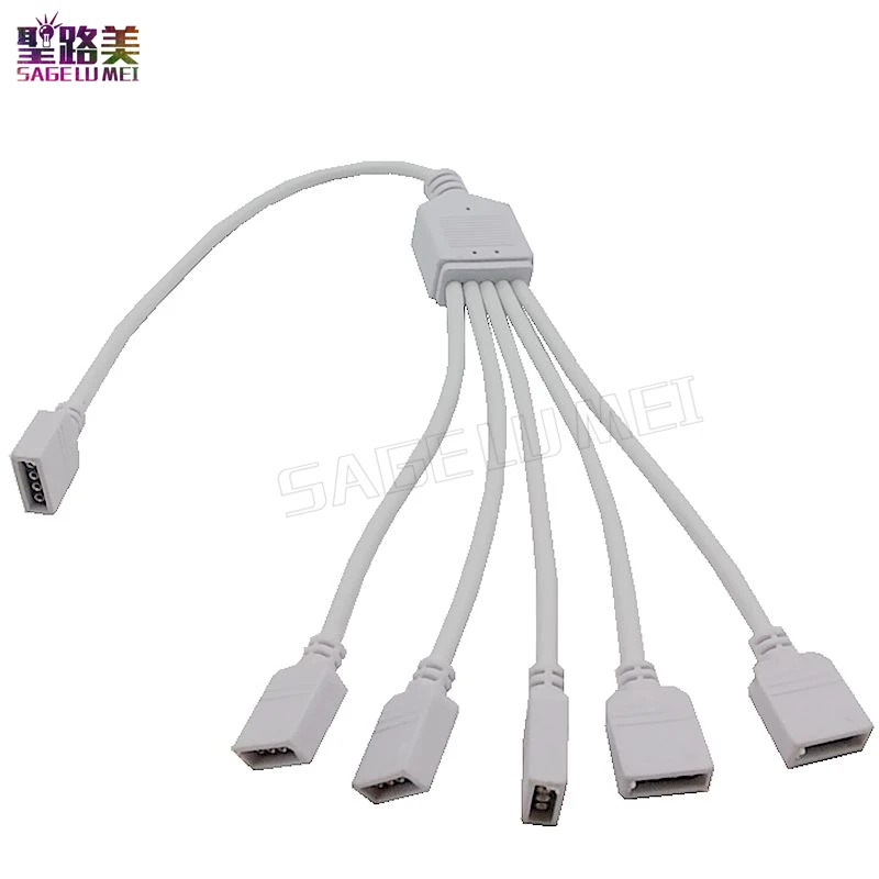 (5 шт./лот) rgb коннектор с 4 контактным разъемом разветвитель кабеля от 1 до 2 3 5 для