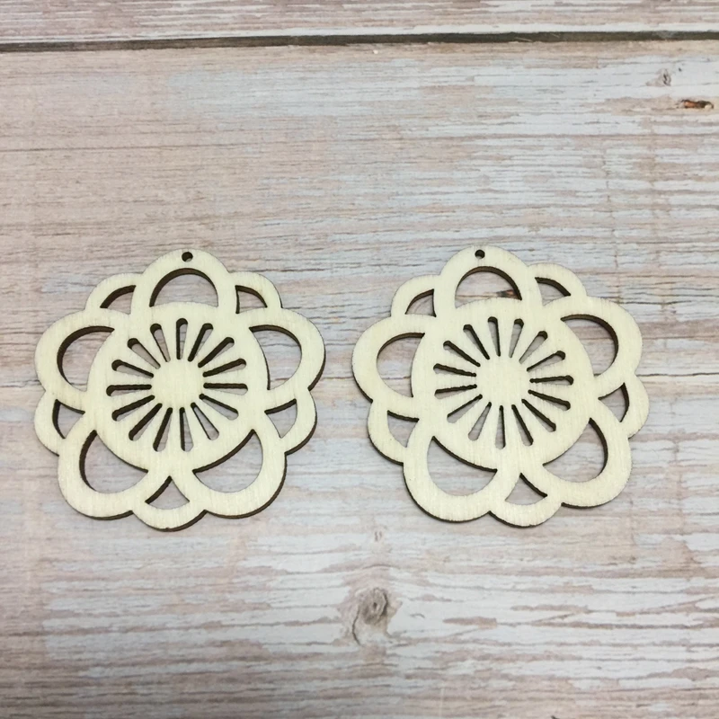 set of 30 floral circle flower DIY wooden earrings | Дом и сад