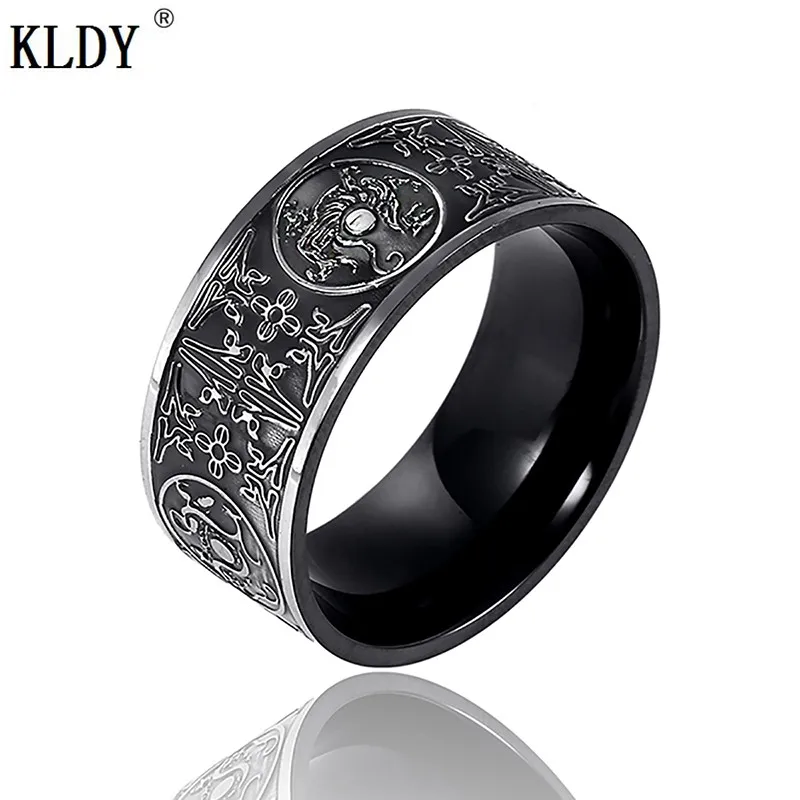 black KLDY готическое мужское кольцо Дракон из нержавеющей стали черное кольцо Викинг Северная Европа Тор bague homme панк стальное ювелирное изделие подарок - Цвет основного камня: black