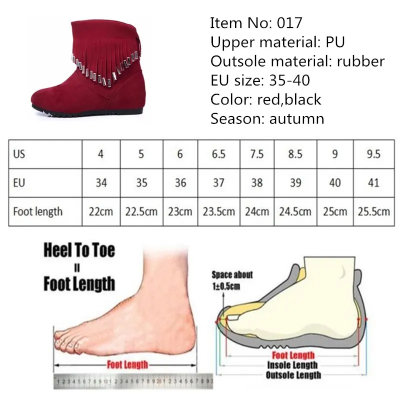 Female Autumn Short Boots Height Increasing Round Toe Fringe PU Leather Martin for Women Spring | Обувь