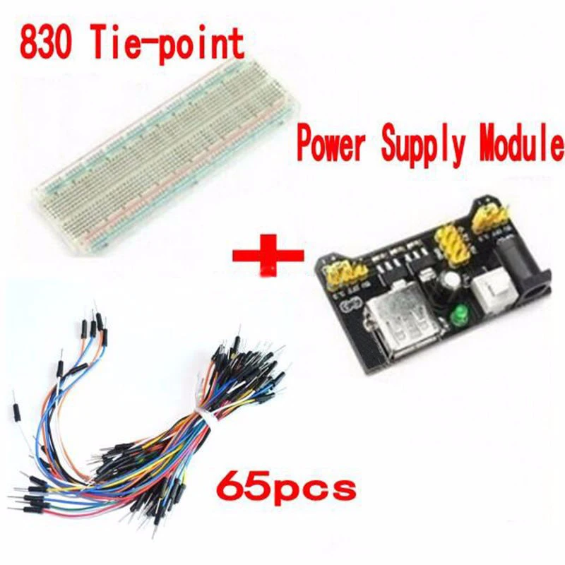 DIY KIT макетная плата прототип макетная плата без пайки MB102 модуль питания 3,3 V 5V+ макетная плата 830 Point+ 65 шт. соединительный кабель
