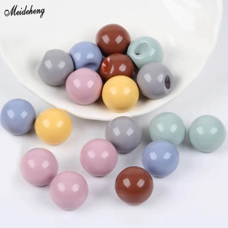 Fashion Korea Cream Color Ball DIY Beads Hair Rope Bright Surface Jewelry Deviating Hole Accessory Ornaments Decoration | Украшения и