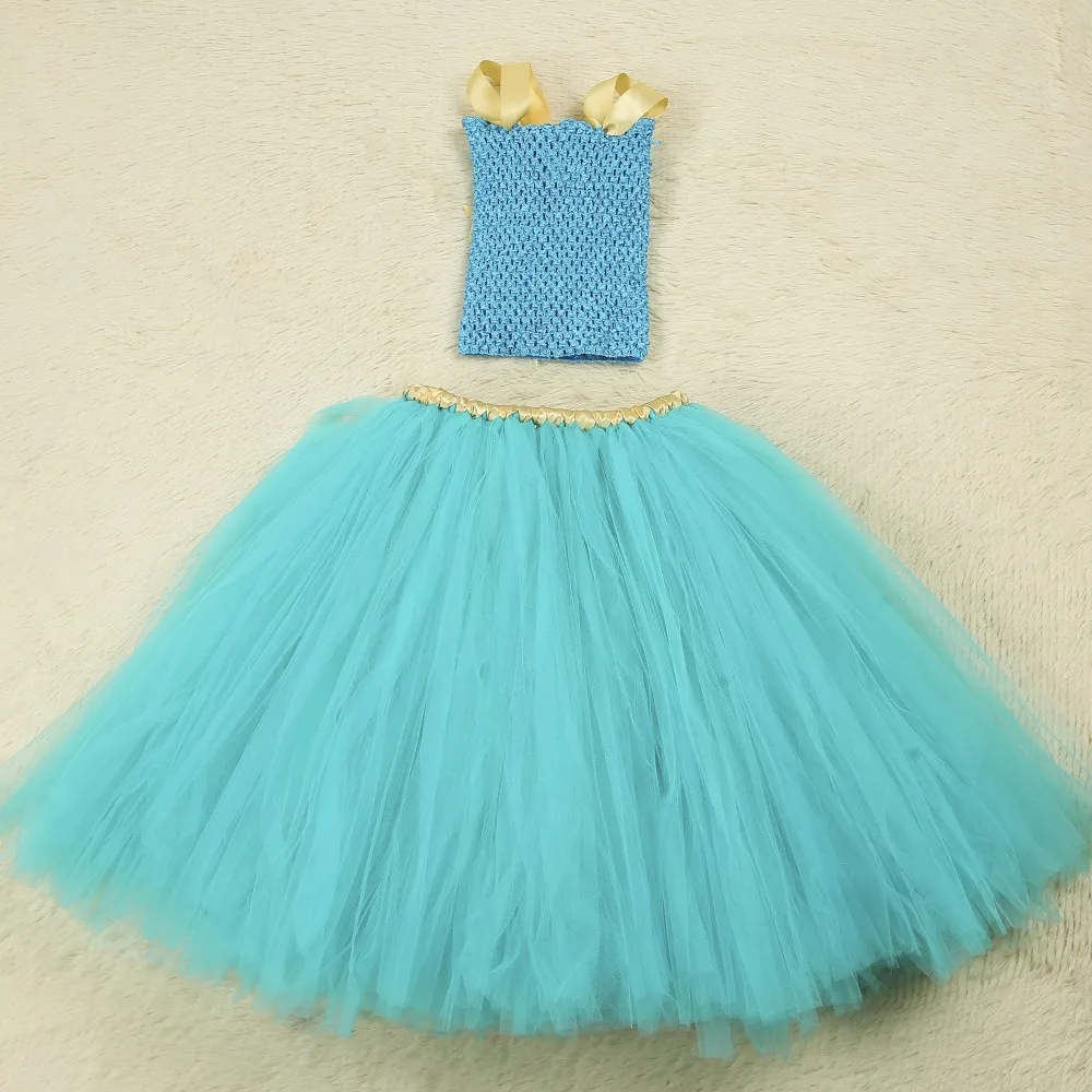 Праздничная юбка для дня рождения цвет бирюзовый золотой пачка принцессы жасмин