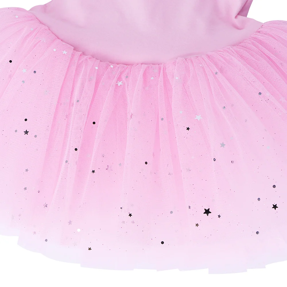 BAOHULU Girls Ballet Tutu Tulle Dress Sleeveless Gymnastics Leotard Diamond Pink Bow Pattern Ballet Leotard For Girl Ballerina