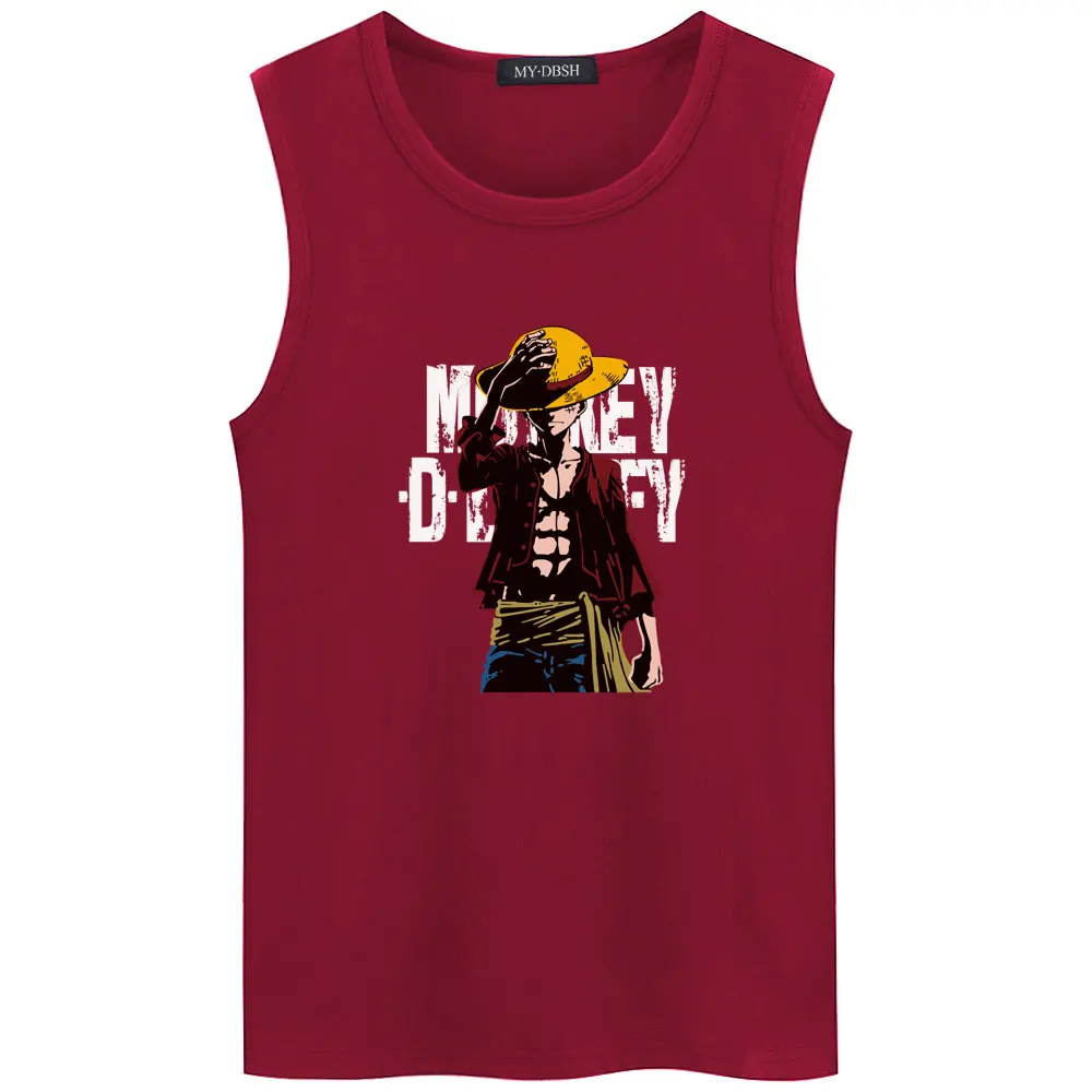 O-Wine Горячая аниме one piece Monkey. D. Luffy мультфильм хлопок высокого качества майка для занятий бодибилдингом спортивный жилет без рукавов мужские топы на бретелях - Цвет: O-Wine