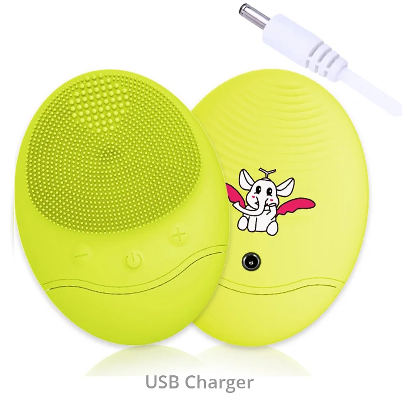 USB Yellow Электрическая звуковая щетка для очистки лица глубокая чистая маска от черных точек угрей удаление остатков макияжа USB Rechagrgeable силиконовая кисть для лица - Цвет: USB Yellow