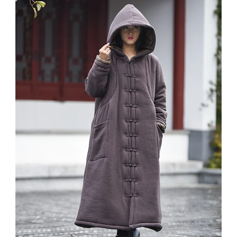 Женское хлопковое пальто длинное толстое Стеганое в стиле ретро винтажная