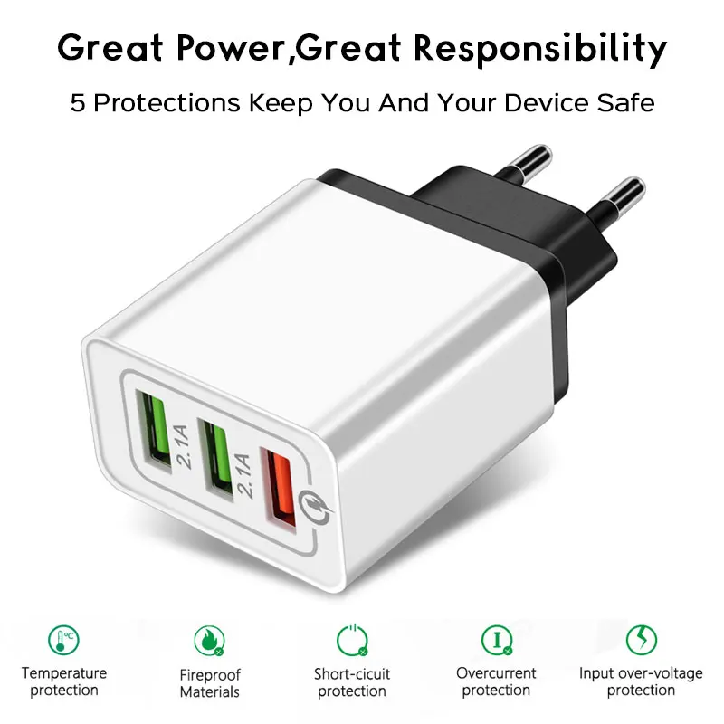 USB Charger quick charge 3.0 QC3.0 Fast Charging Adapter For iPhone Samsung Xiaomi Mobile Phone EU Plug Wall | Мобильные телефоны и