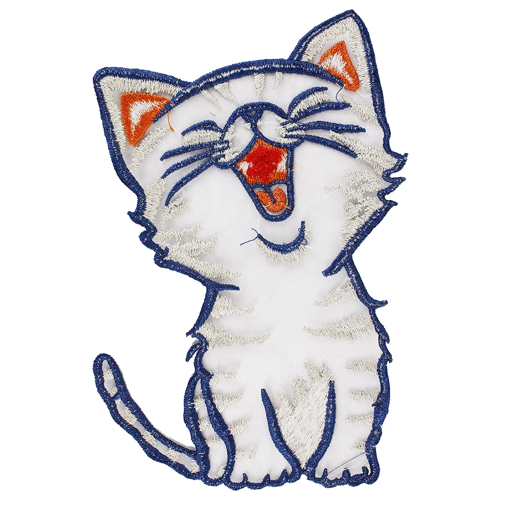 Органза бейджи с котом вышивка аппликация мотив патчи Детская Одежда Швейные