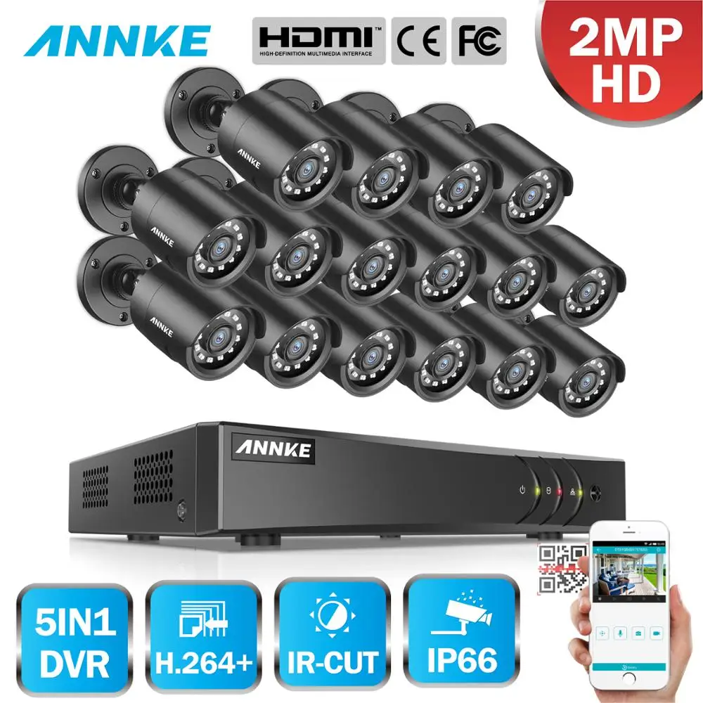 ANNKE 16CH 1080P HD видеокамера безопасности Система наблюдения CCTV 5in1 1080N H.264 + DVR 16X TVI