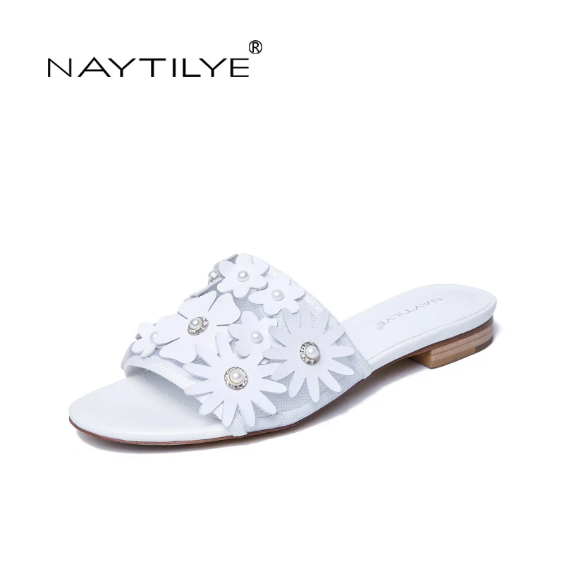 Naytilye Новый 2018 эко-кожи повседневные сандалии тапочки женская летняя обувь из