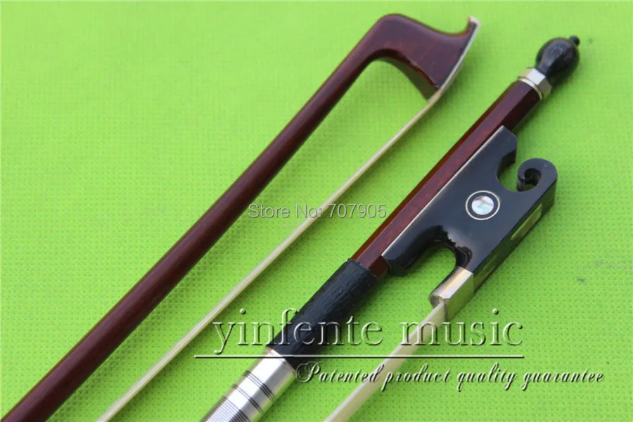 NJX-0053# 4/4 Brazilwood Baroque Violin Bow black   OX horn   f rog 1 pcs    Straight Pretty inlay Color