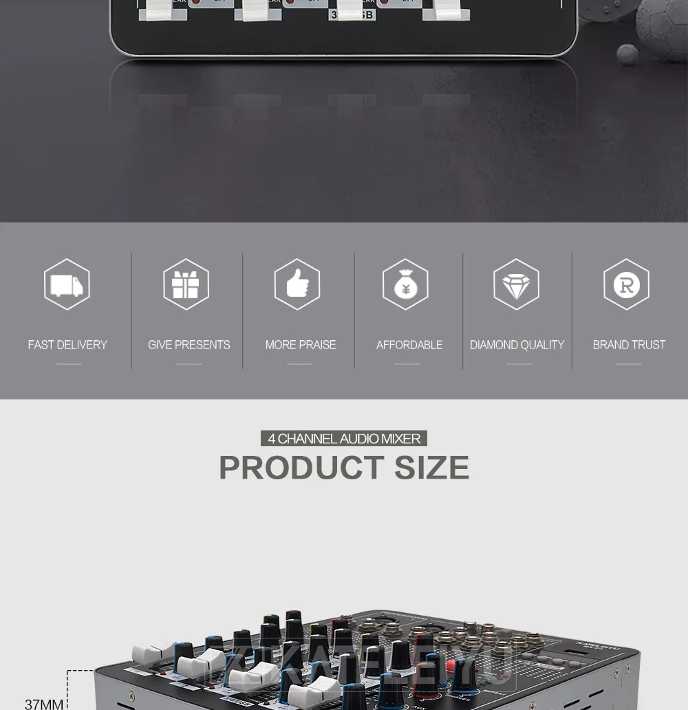 Микшер с USB 4 канала F4 миксер дома аудиоконсоль DJ оборудование 48В Питание с Bluetooth сценическое оборудование