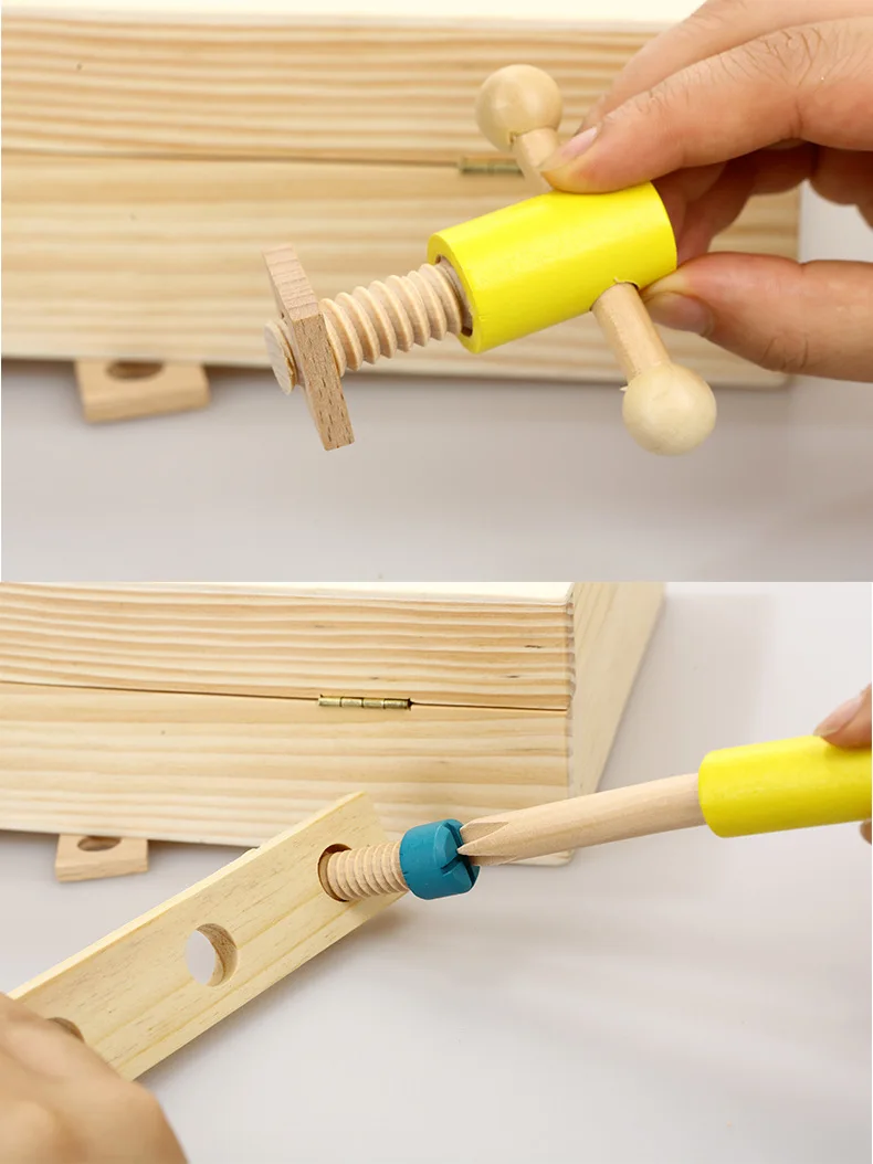 DIY моделирование многофункциональное обслуживание Toolbox портативный ролевые игры деревянные образовательные игрушка игрушки подарки для детей