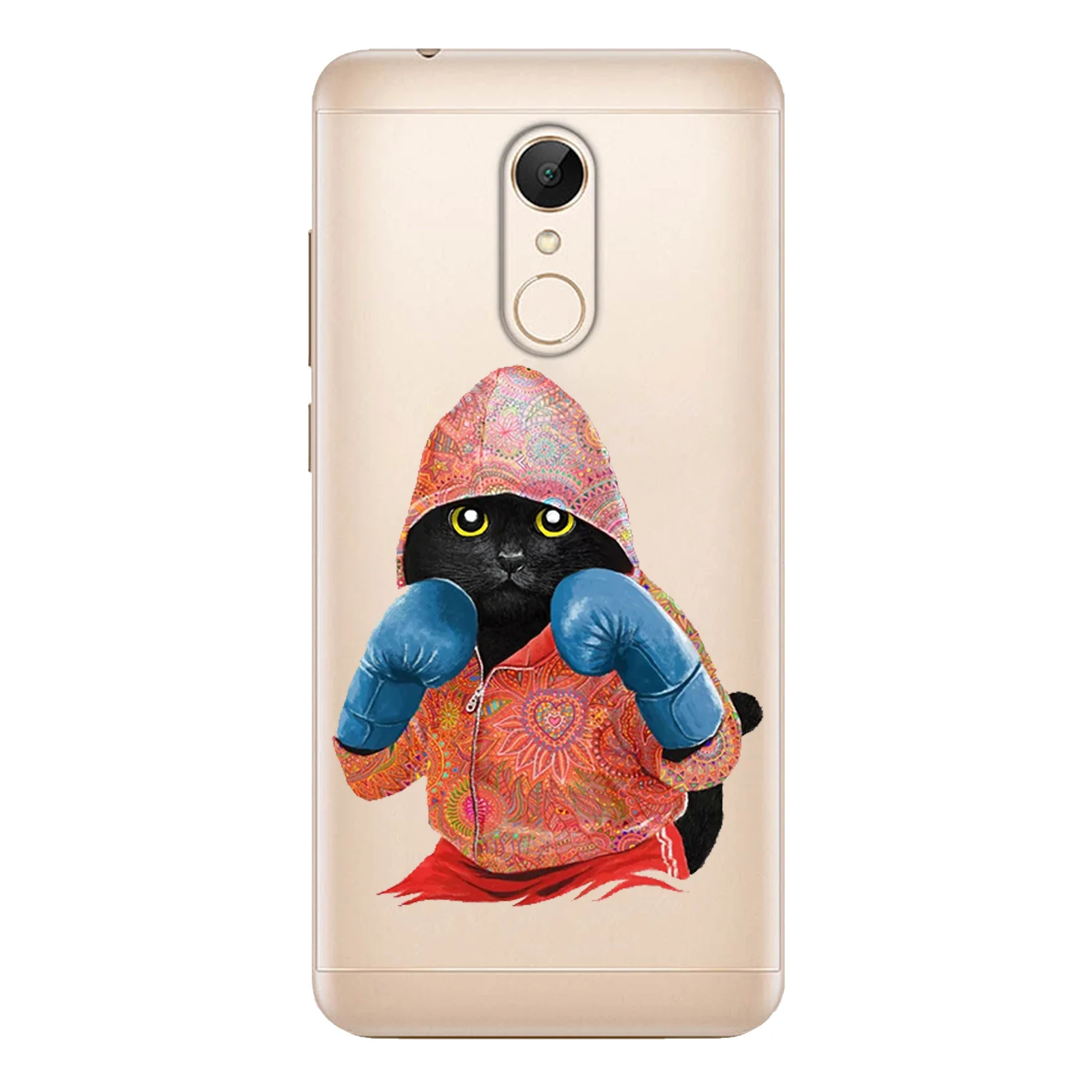 For Xiaomi Redmi 5 Case Cover 5.7&quot Soft TPU Silicone Popular Cool Mask Boxing Cat Middle Finger Star 23 Painted Phone Back |
