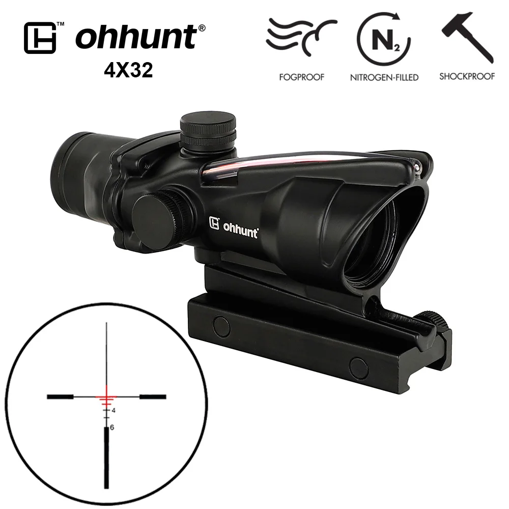 Reticle Model 1 Red Ohhunt 4X32 охотничий прицел BDC шеврон Подкова баллистическая сетка тактический прицел для cal. 223. 308 винтовка принт ваш логотип - Цвет: Reticle Model 1 Red