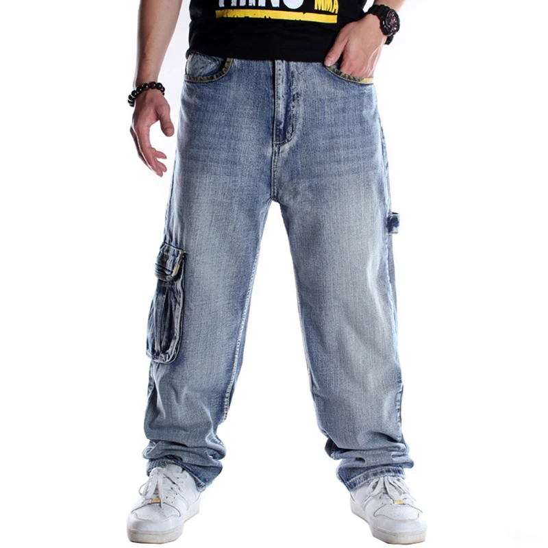 Мужские джинсы-карго в стиле хип-хоп с несколькими карманами свободные большие