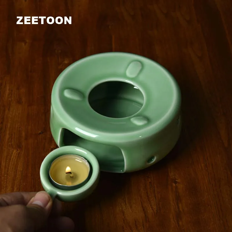 Китайский стиль Longquan Celadon теплая чайная плита подогреватель чая подсвечник