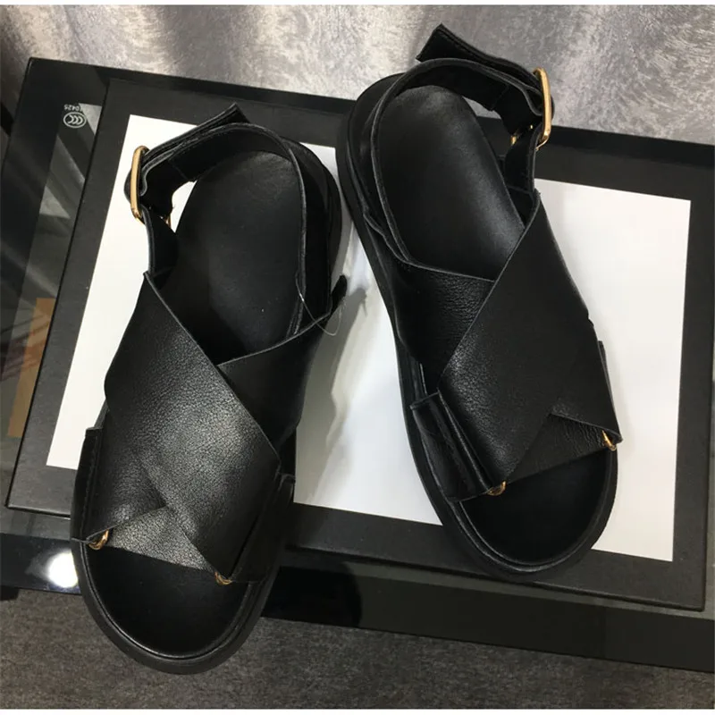 'Fussbett' летние женские сандалии на платформе босоножки с пряжкой из кожи Zapatos De