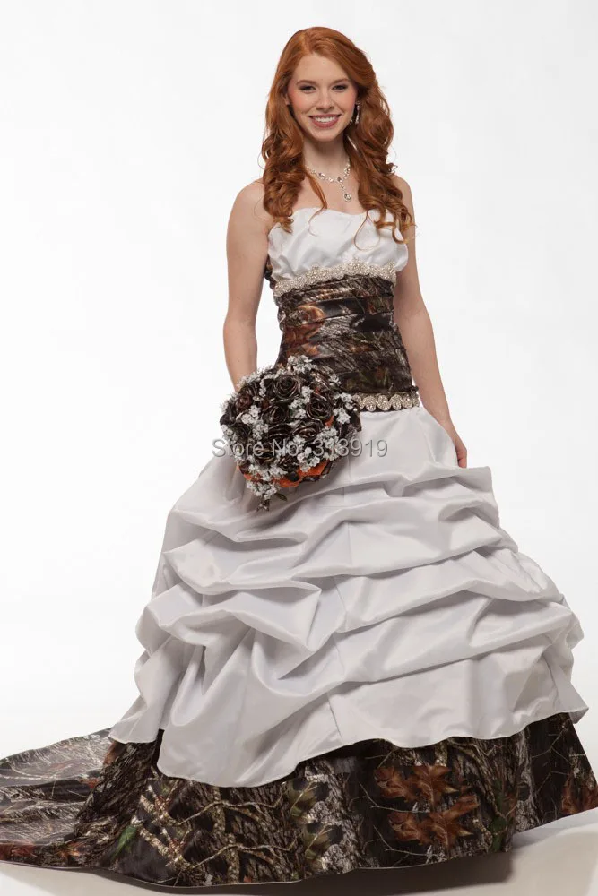

strapless camouflage wedding dresses 2017 bridal camo gowns robe de soiree free shipping