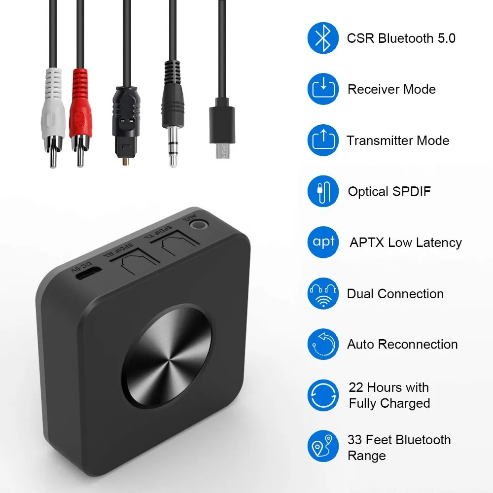 Беспроводной Bluetooth 5 0 CSR8675 Aptx HD адаптер с низкой задержкой оптический SPDIF Aux Стерео