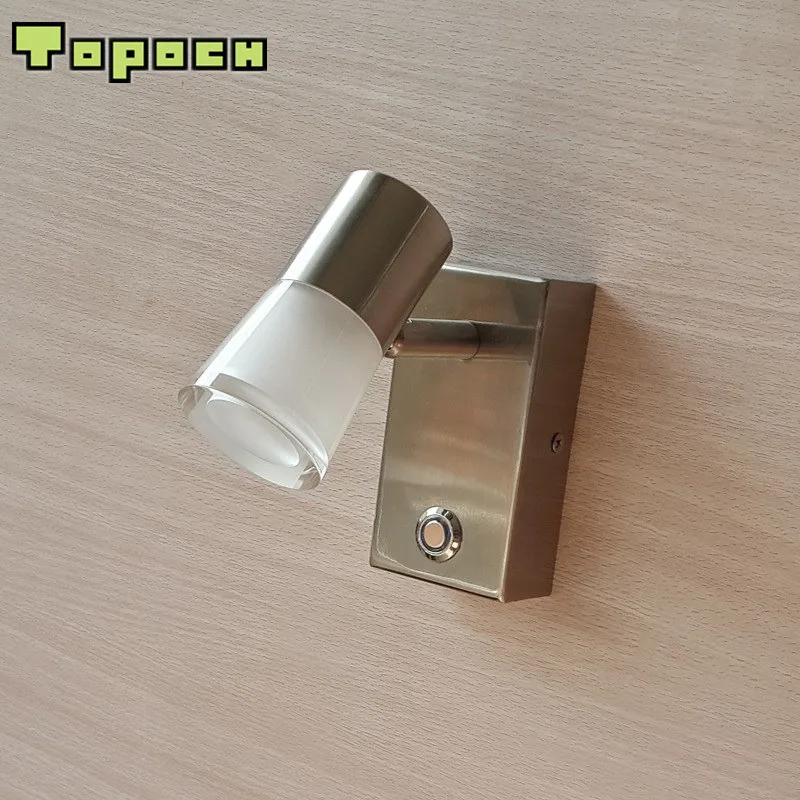 

TopocH Caravan Wall Lights Nickel Plated Aluminum+PMMA Housing Touch Dimming Sleek Base CREE LED 3W 200LM Light without Glare
