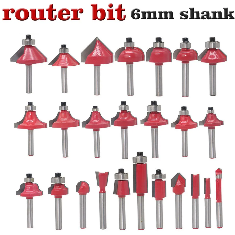 Концевая фреза по дереву с хвостовиком 6 мм 1 шт. прямая триммер очистка