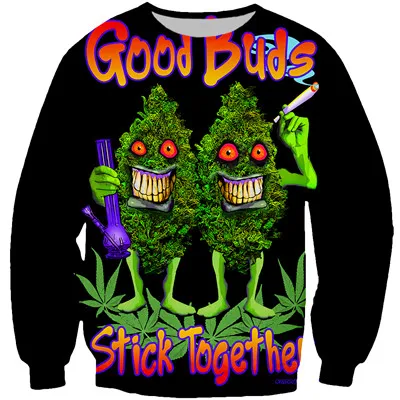 YX Girl GOOD BUDS, футболка с изображением листьев каннабиса, для женщин и мужчин, пуловер с 3d принтом, унисекс, забавная уличная одежда, топы - Цвет: color as picture