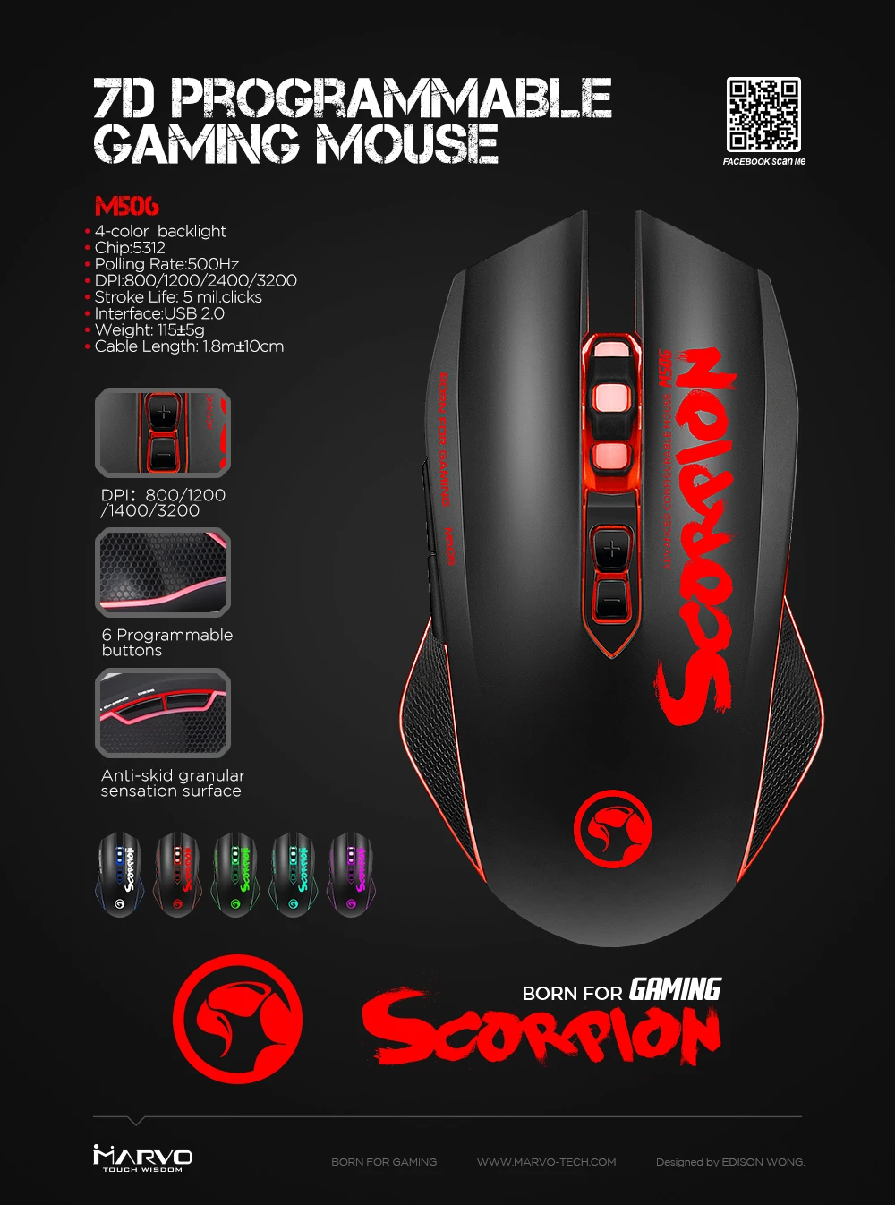 MARVO M506 игровой Мышь, 7 кнопок светодиодный Подсветка проводной Мышь, регулируемые Точек на дюйм Оптический Эргономичный USB Мыши для ПК/ноутбуков/компьютера