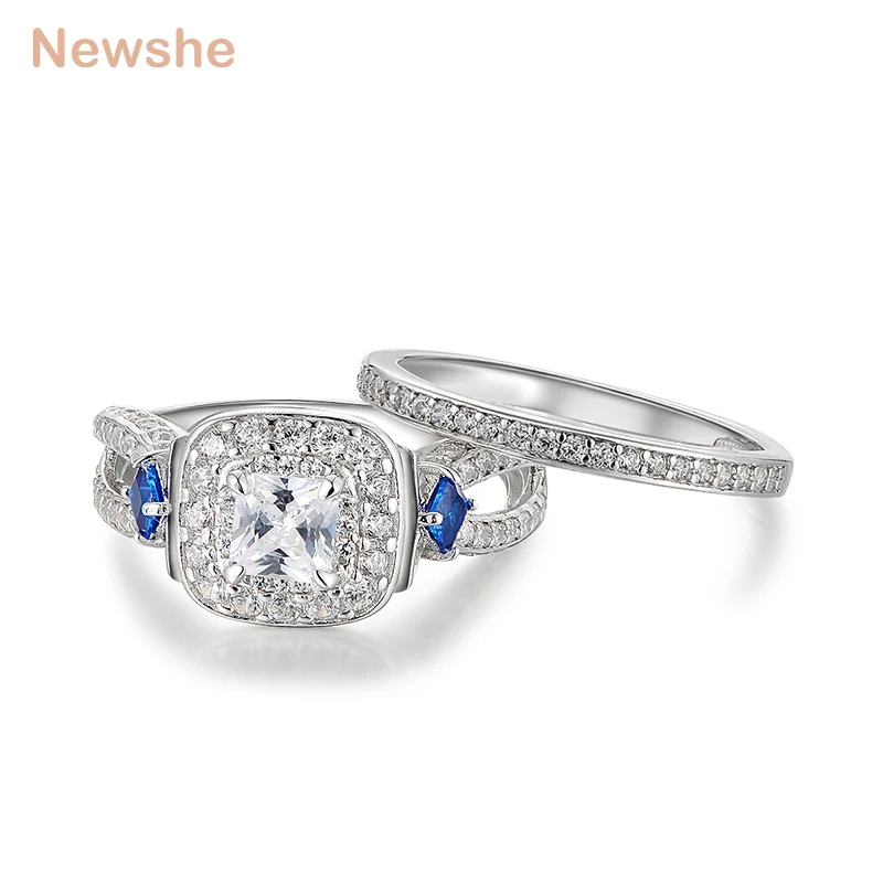 Newshe 2 шт. Halo обручальное кольцо набор классические ювелирные изделия 1 Ct
