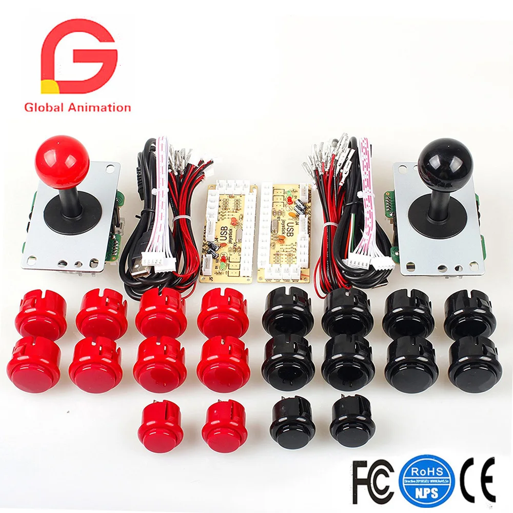 Комплект для аркадных игр с 2 игроками USB джойстик ПК Mame сделай сам Нулевая