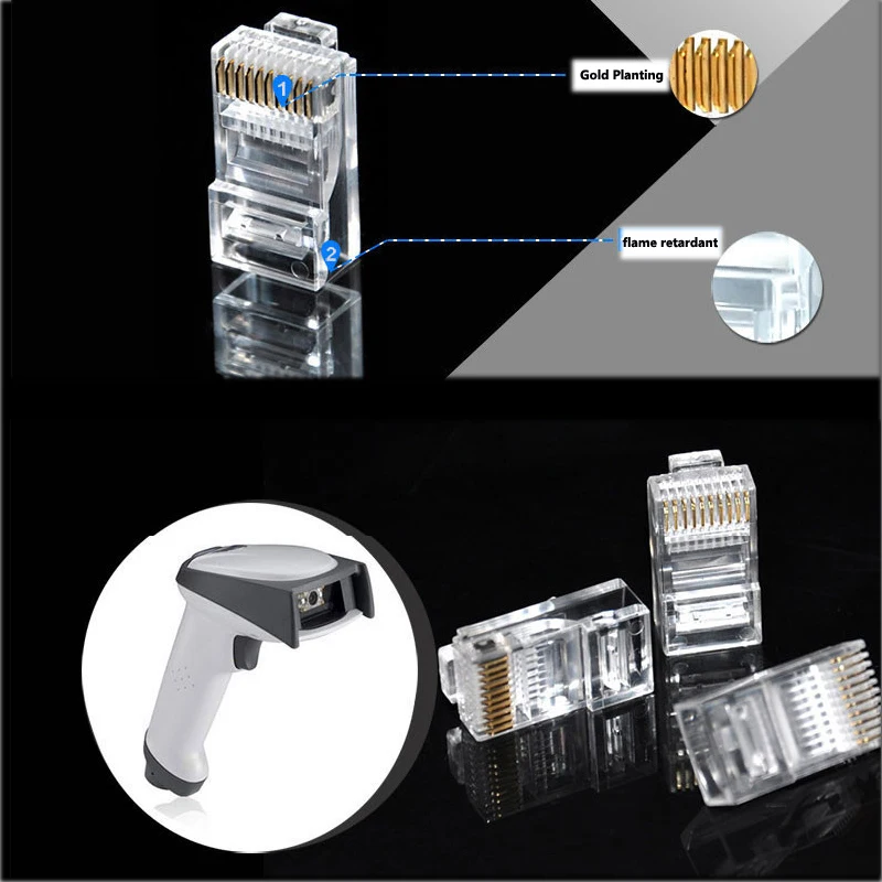 100 шт. RJ48 модульная вилка многожильный RJ 48 штекер 10P10C круглый сетевой кабель Glod