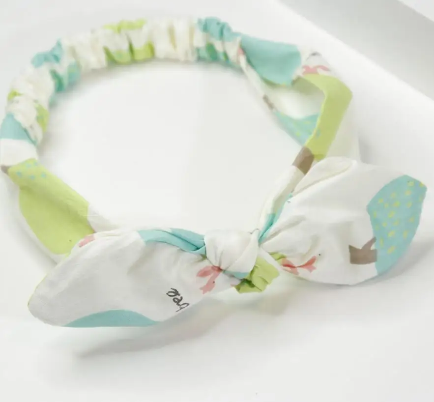 Повязка на голову клетчатая для девочек тюрбан с принтом кролика узлом