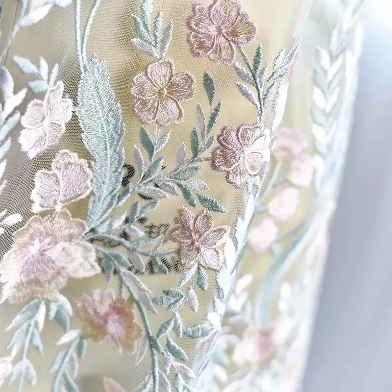 1 ярд изысканная вышивка тюлевой сеткой кружевная ткань многоцветные DIY Швейные